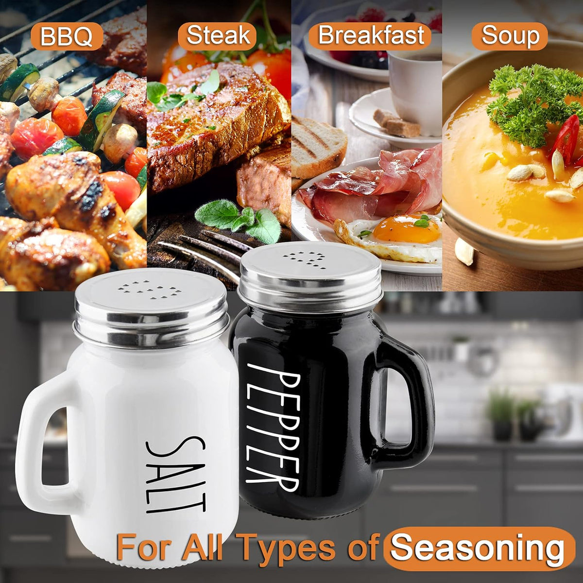ZOSUJO Glass Salt and Pepper Shakers Set – Minimalist Kitchen Counter Accessory, Clean and Simple Design