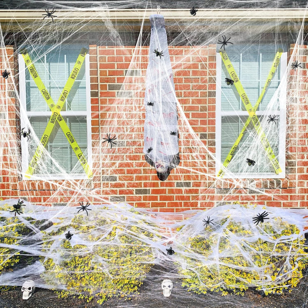 ZPISF Halloween Spider Webs for Kids Party and Classroom – 1400 sqft Family-Safe Stretchy Cobwebs with 150 Fake Spiders, No Flame Needed